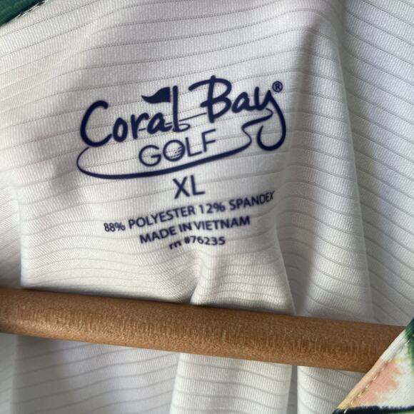 Coral Bay Golf Polo‎ Tank Womens Sz XL White Ribbed Sleeveless Band V Neck - Picture 2 of 9